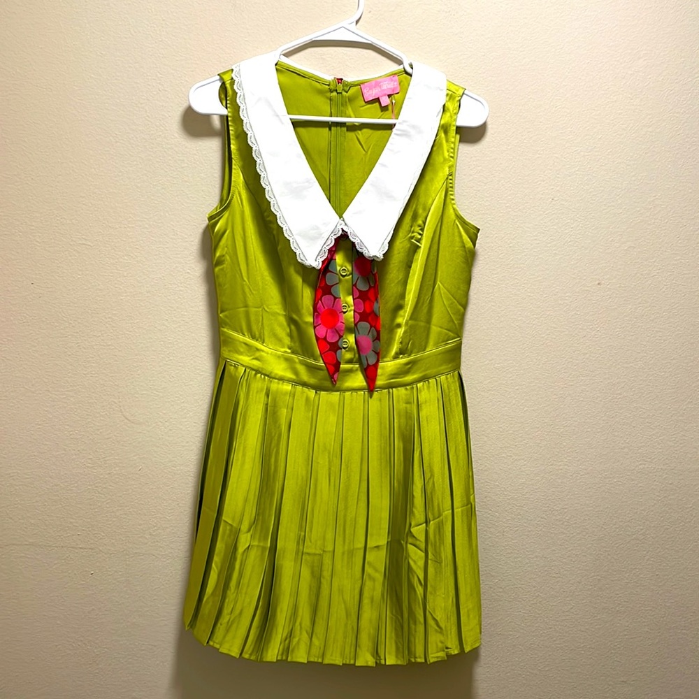 Dolls kill sugar thrillz green pleated flower collared dress